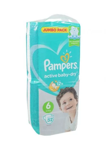 Подгузники pampers active baby-dry, 6 размер, 52/54шт Pampers